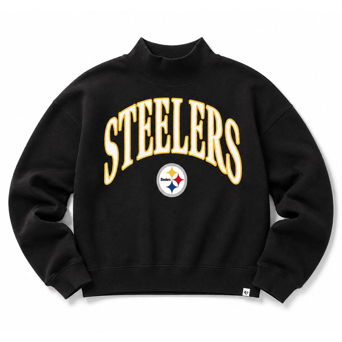 Pittsburgh Steelers Jet Black Vantage ’47 Women's Mock Neck Pullover