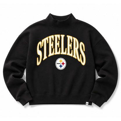 Pittsburgh Steelers Jet Black Vantage ’47 Women's Mock Neck Pullover
