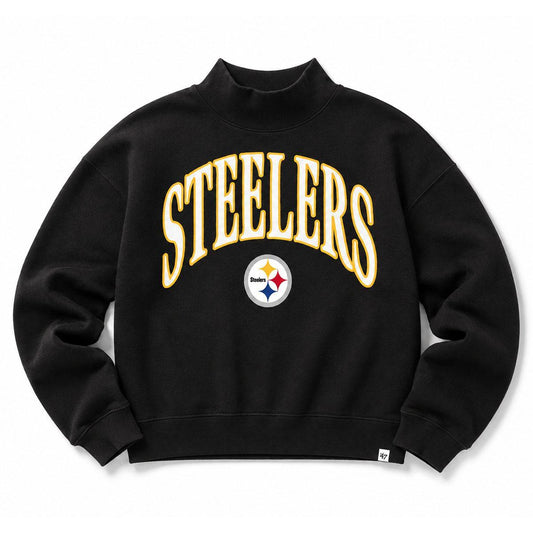 Pittsburgh Steelers Jet Black Vantage ’47 Women's Mock Neck Pullover