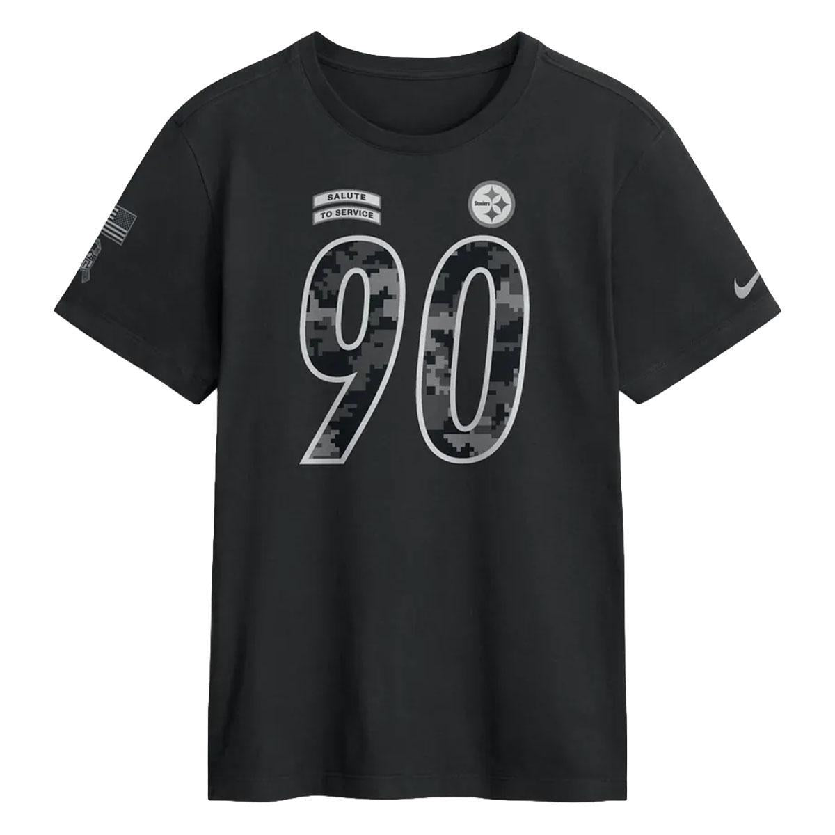 Pittsburgh Steelers T.J. Watt #90 Nike Black 2026 Salute to Service Name & Number Tee