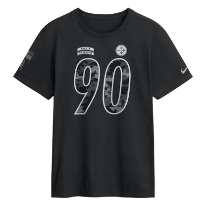 Pittsburgh Steelers T.J. Watt #90 Nike Black 2026 Salute to Service Name & Number Tee