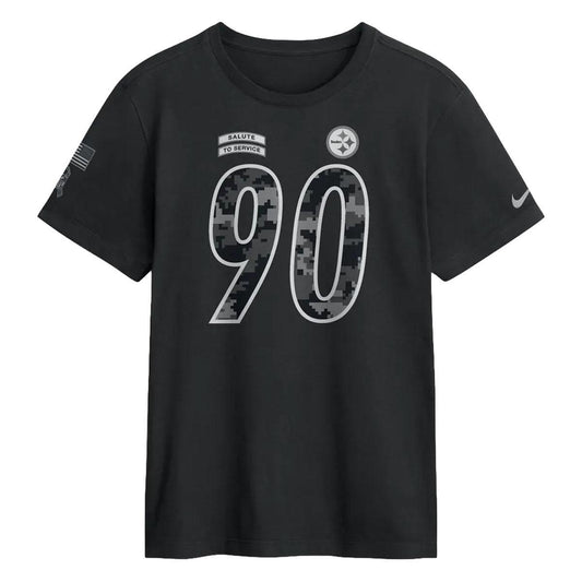 Pittsburgh Steelers T.J. Watt #90 Nike Black 2026 Salute to Service Name & Number Tee