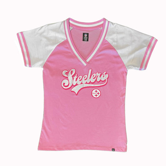 Pittsburgh Steelers Women's New Era Pink Mommy & Me V-Neck Tee