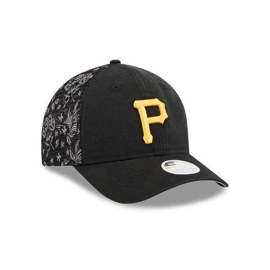 Pittsburgh Pirates Black Tonal Floral Mesh Women's 9FORTY Snapback