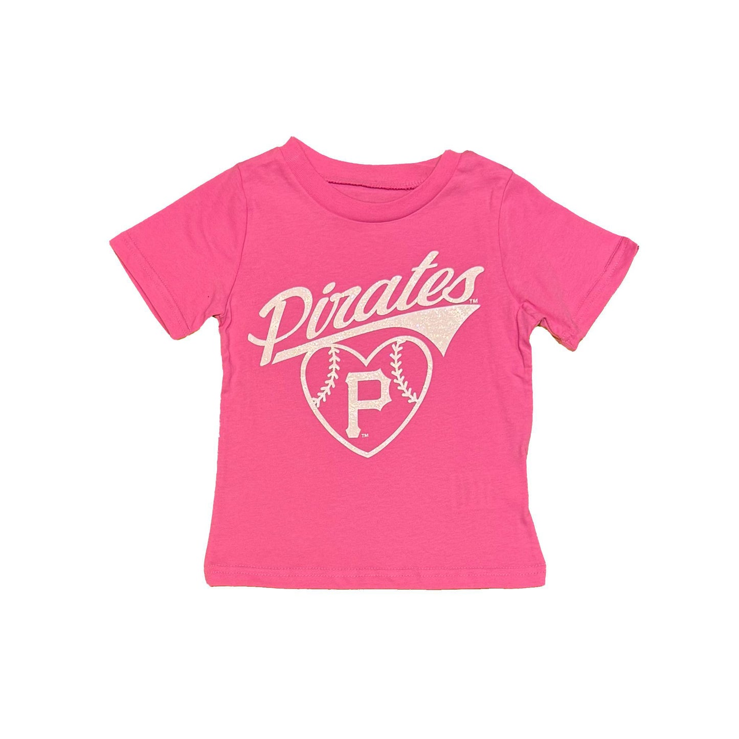 Pittsburgh Pirates Toddler Pink Glitter Heart Tee