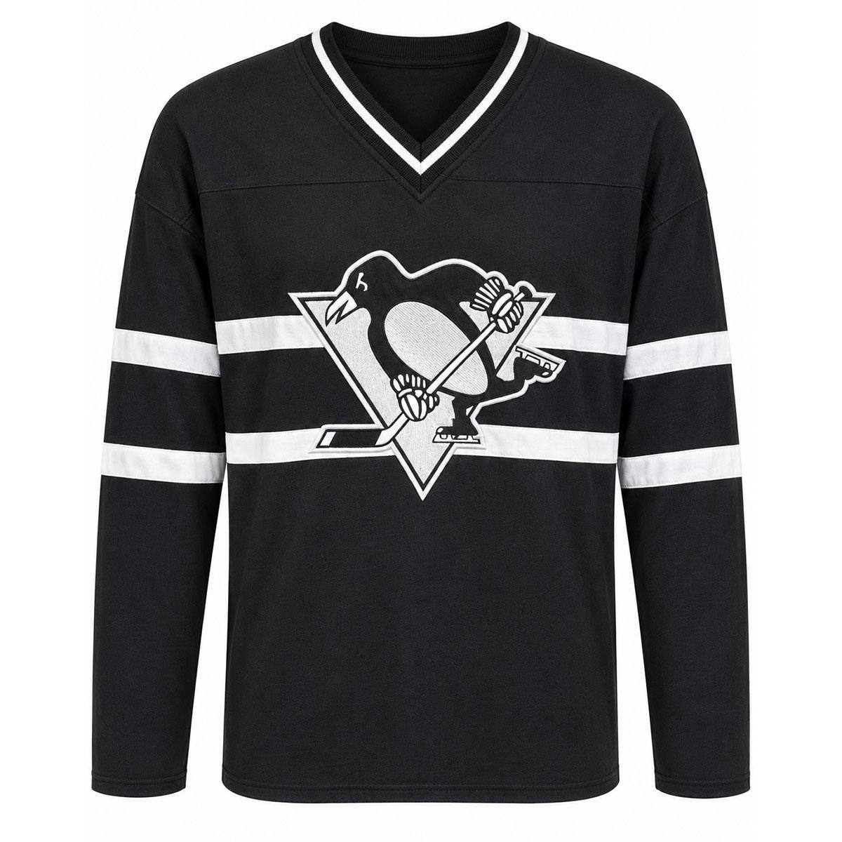 Pittsburgh Penguins Starter Black Line Up Long Sleeve V-Neck Tee