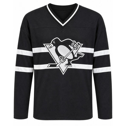 Pittsburgh Penguins Starter Black Line Up Long Sleeve V-Neck Tee