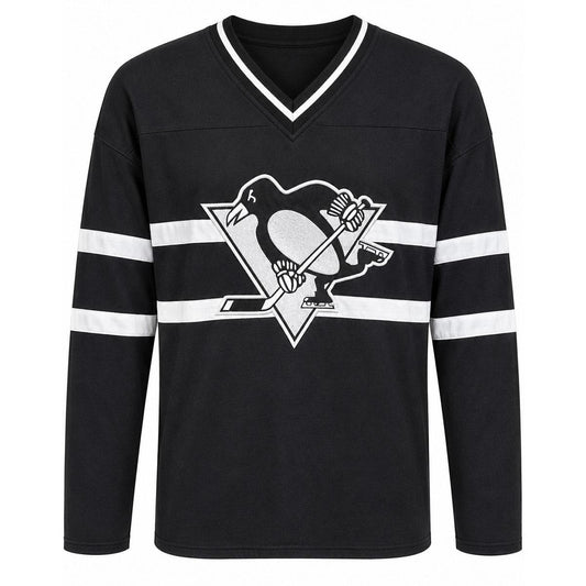 Pittsburgh Penguins Starter Black Line Up Long Sleeve V-Neck Tee