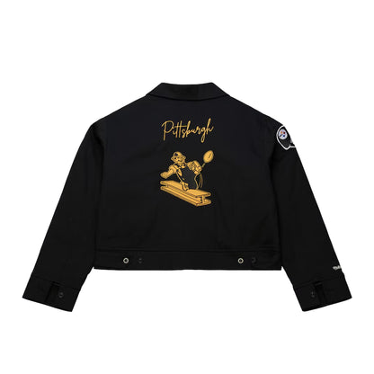 Women's Black Pittsburgh Steelers Mechanic Cropped Full-Zip Jacket