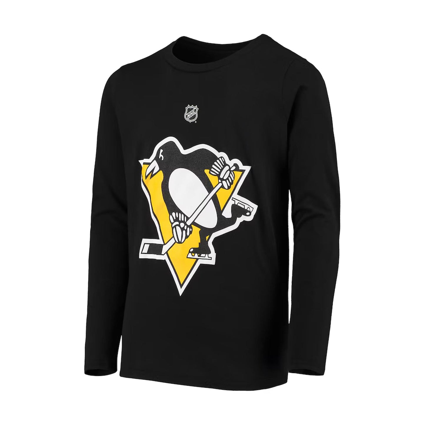 Pittsburgh Penguins Youth Sidney Crosby #87 Black Authentic Stack Long Sleeve Name & Number Tee