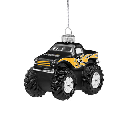 Pittsburgh Penguins Blown Glass Monster Truck Ornament