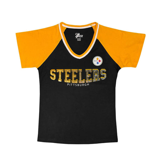 Women's Pittsburgh Steelers Shimmer V-Neck Top