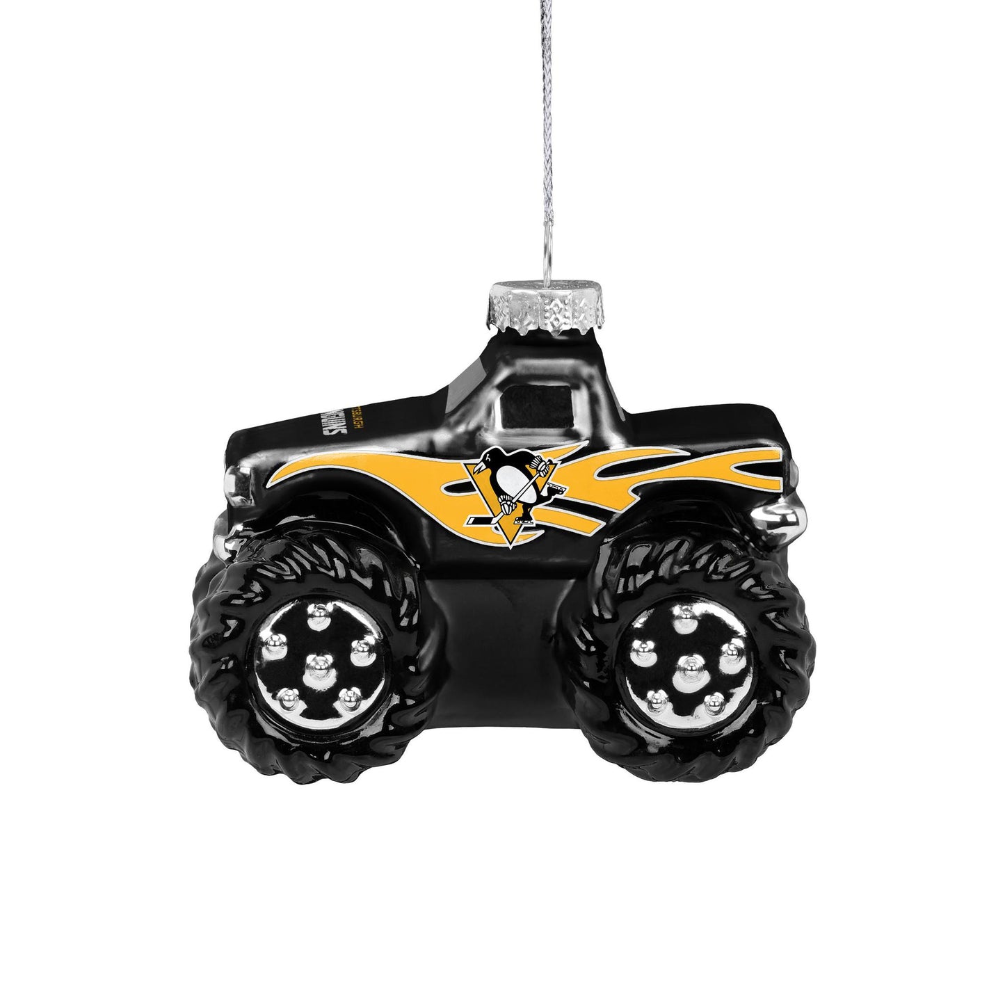 Pittsburgh Penguins Blown Glass Monster Truck Ornament