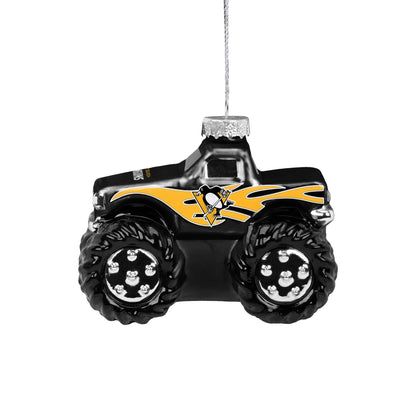 Pittsburgh Penguins Blown Glass Monster Truck Ornament