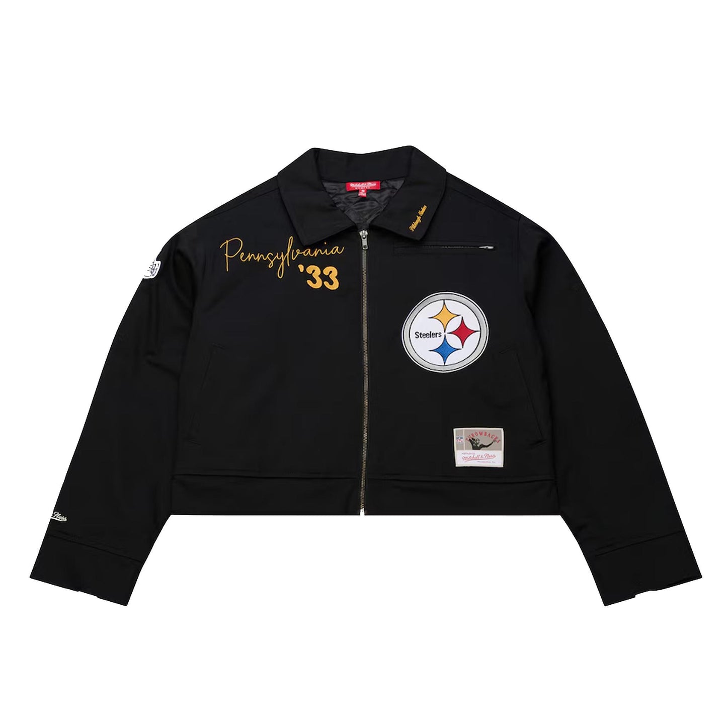 Women's Black Pittsburgh Steelers Mechanic Cropped Full-Zip Jacket