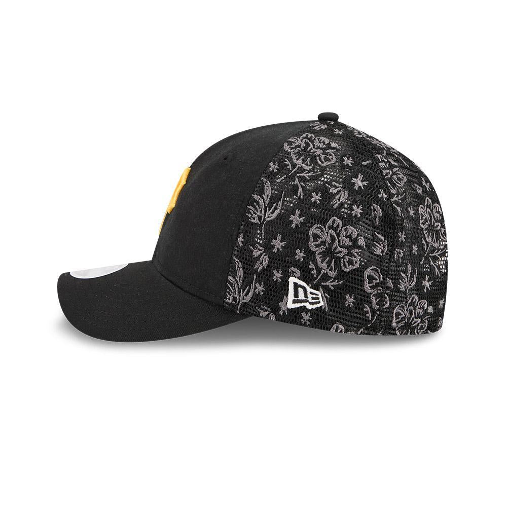 Pittsburgh Pirates Black Tonal Floral Mesh Women's 9FORTY Snapback