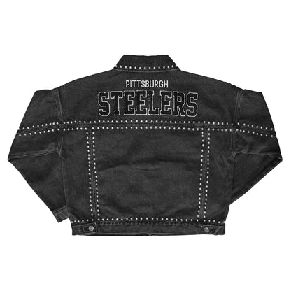 Pittsburgh Steelers Womens Studded Denim Jacket