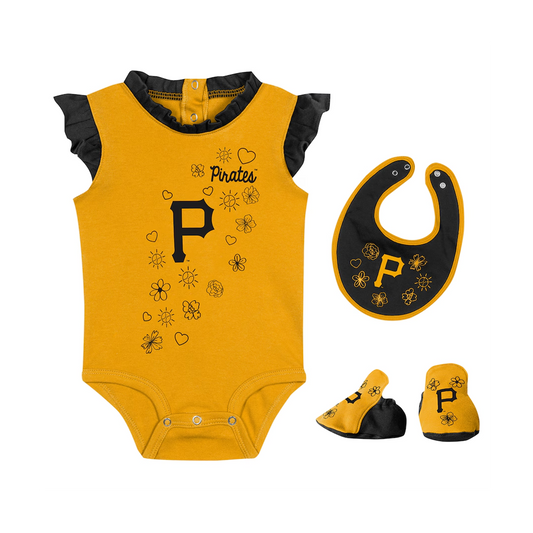 Newborn & Infant Pittsburgh Pirates Fanatics Gold Happy Baseball Bodysuit, Bib & Bootie Set