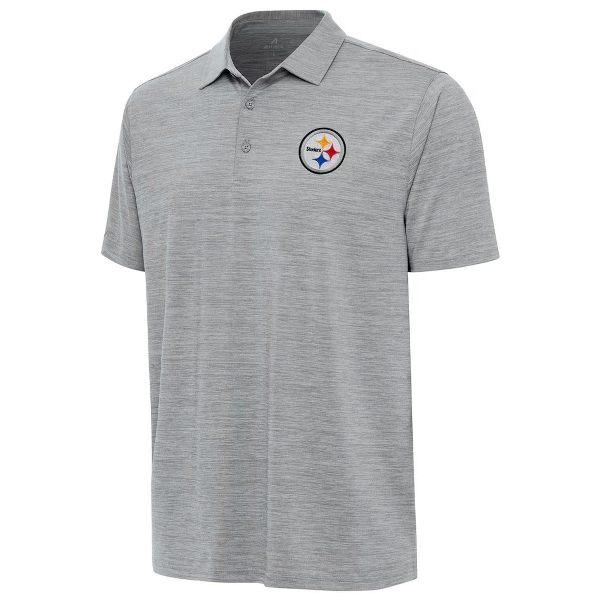 Pittsburgh Steelers Antigua Heather Gray Layout Polo
