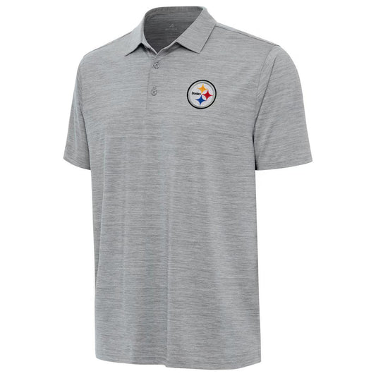Pittsburgh Steelers Antigua Heather Gray Layout Polo