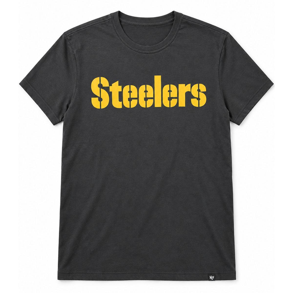 Pittsburgh Steelers Wordmark '47 Flint Black Tee
