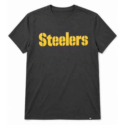 Pittsburgh Steelers Wordmark '47 Flint Black Tee