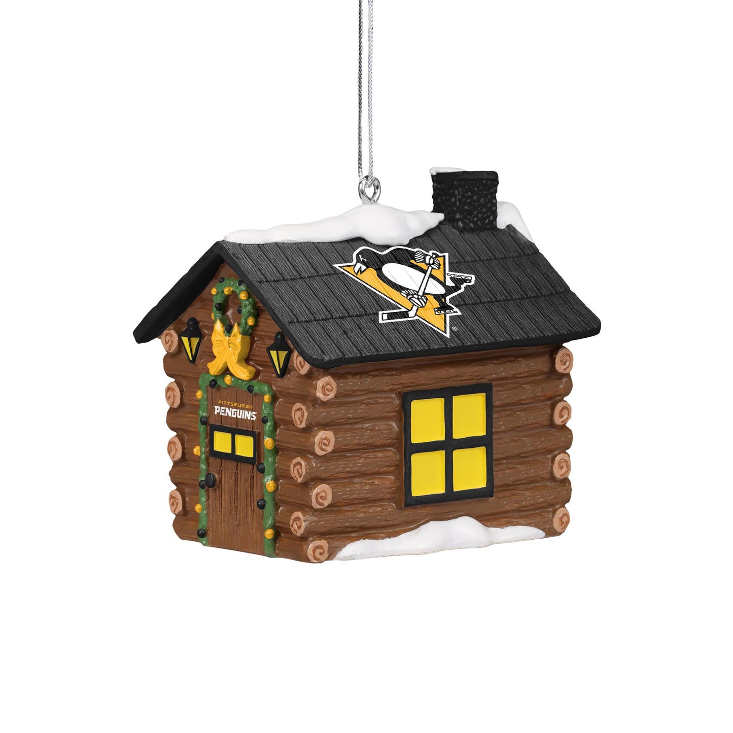 Pittsburgh Penguins Log Cabin Holiday Ornament