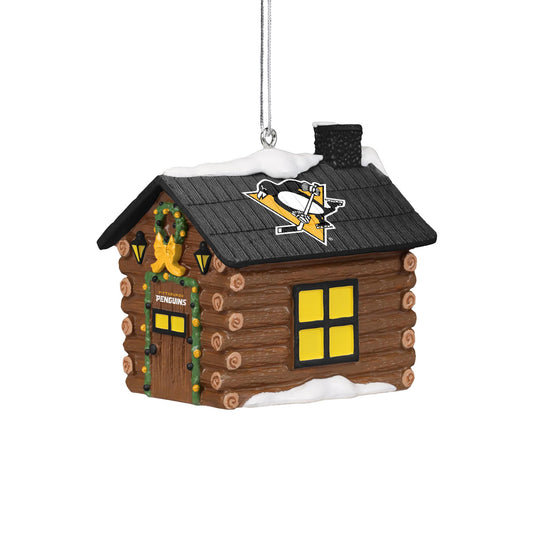 Pittsburgh Penguins Log Cabin Holiday Ornament