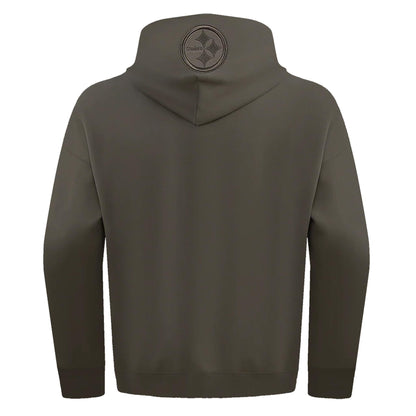 Pittsburgh Steelers Dark Taupe Drop Shoulder Pullover Hoodie