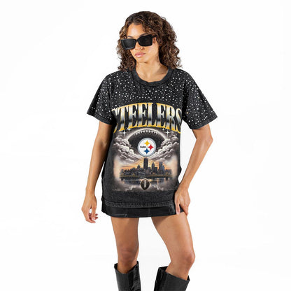 Pittsburgh Steelers Women's Skyline Rhinestone Top