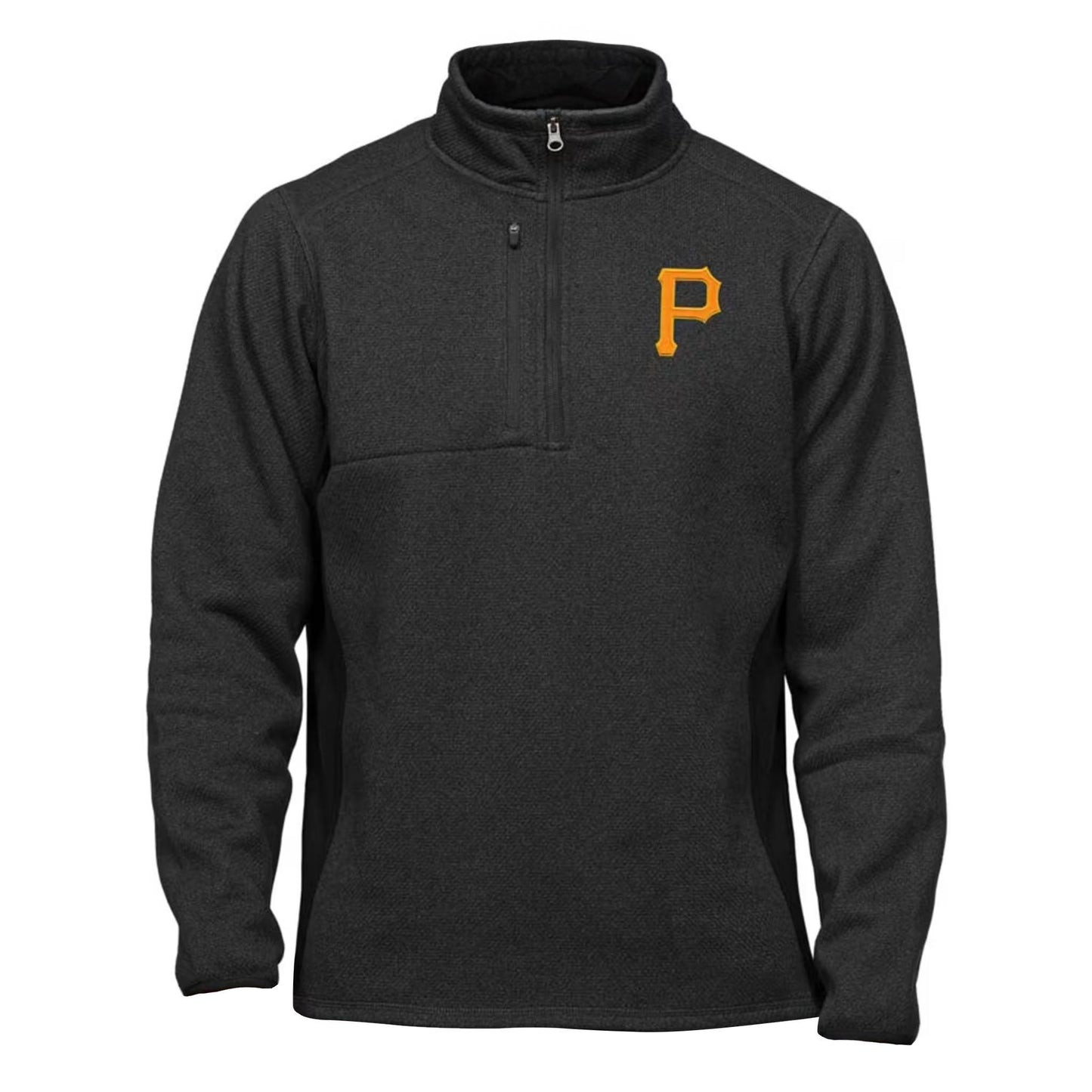 Pittsburgh Pirates Mens Black Course Long Sleeve Qtr Zip Pullover