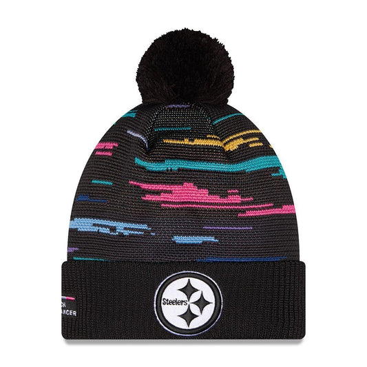 Pittsburgh Steelers New Era Black 2026 NFL Crucial Catch Cuffed Knit Hat with Pom