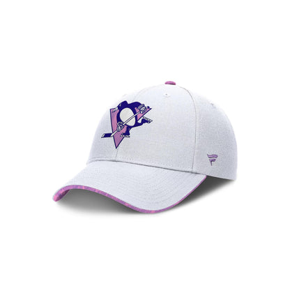 Pittsburgh Penguins Fanatics White Authentic Pro Hockey Fights Cancer Adjustable Hat