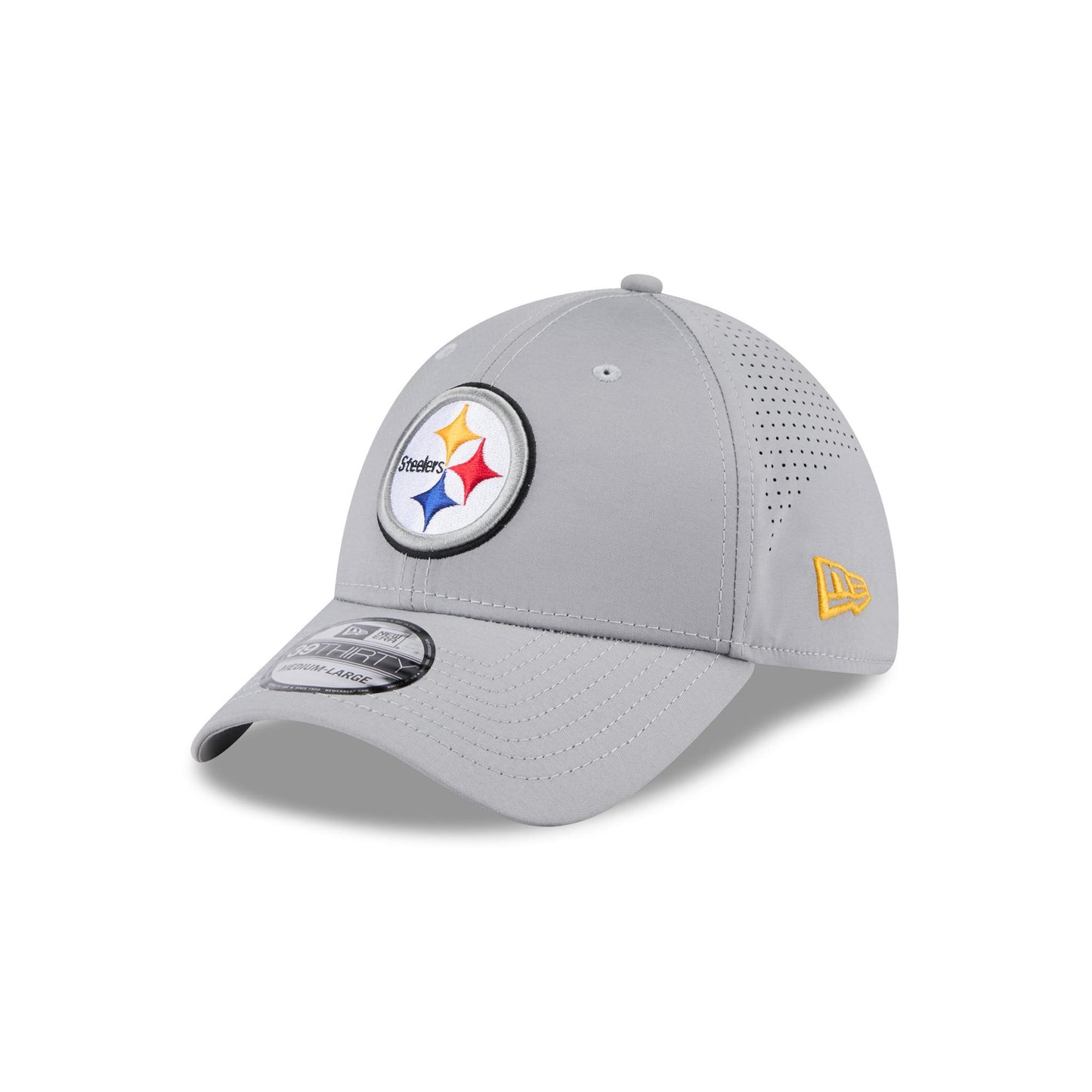 Pittsburgh Steelers New Era Perforated Gray 39THIRTY Flex Fit Hat