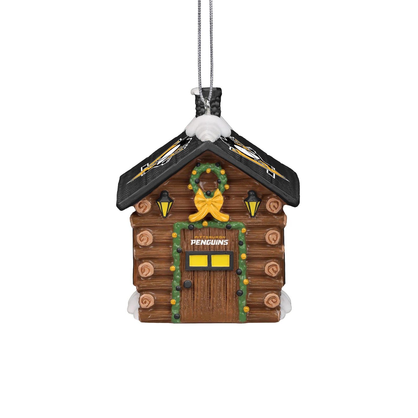 Pittsburgh Penguins Log Cabin Holiday Ornament