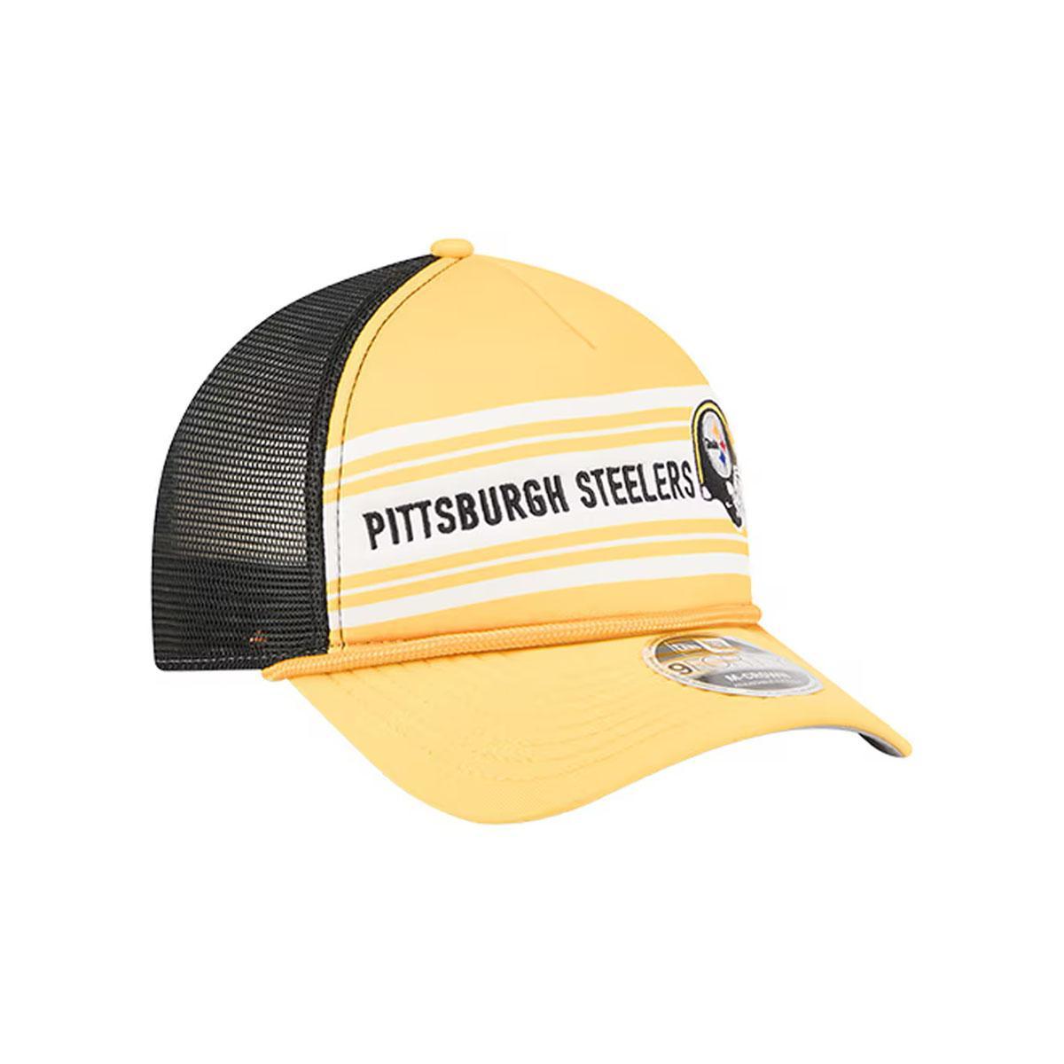 Pittsburgh Steelers New Era Gold Linear A-Frame 9FORTY Adjustable Hat