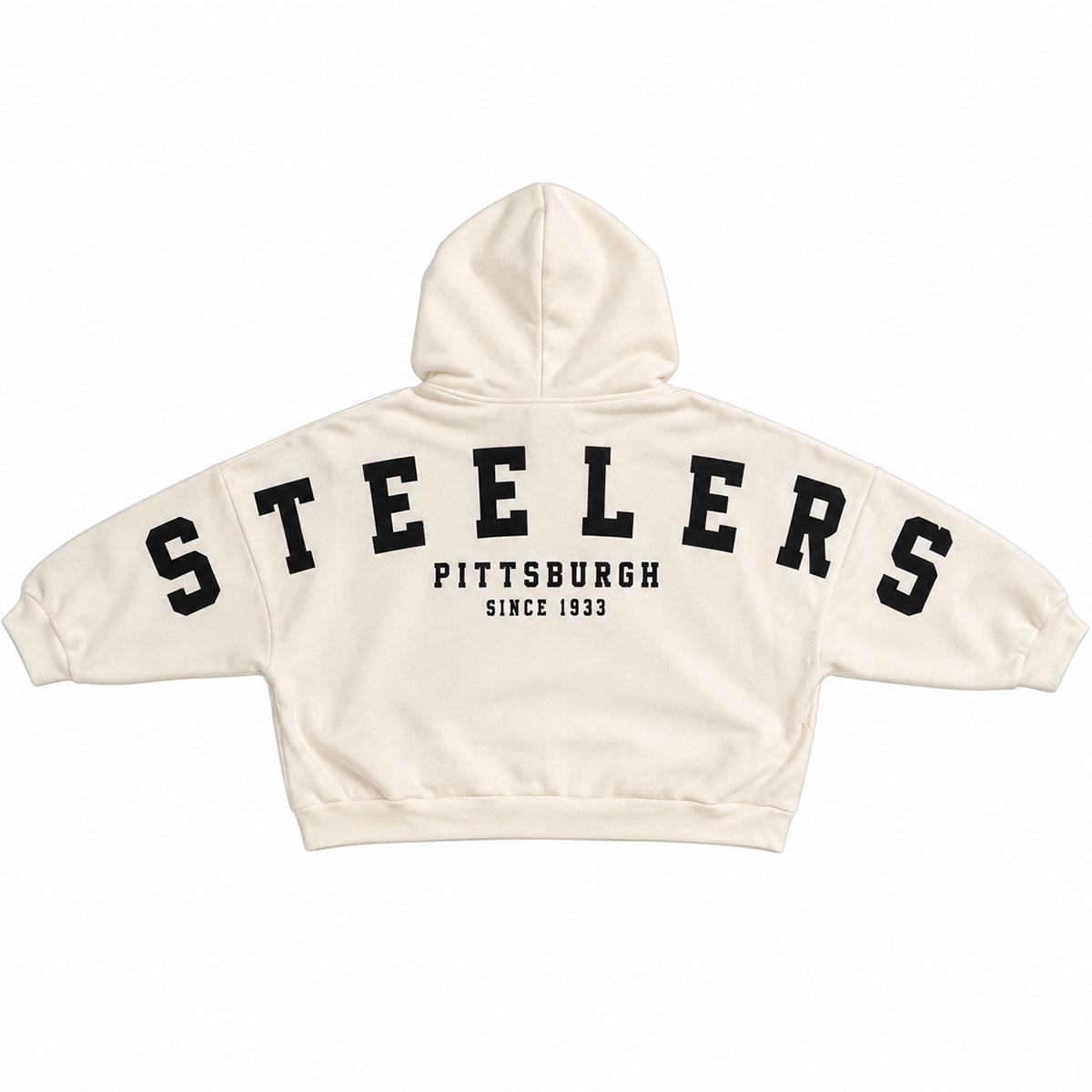 Pittsburgh Steelers Women's Cream & Black Full Zip Starter Hoodie