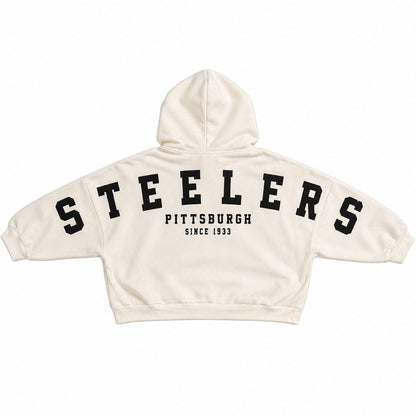 Pittsburgh Steelers Women's Cream & Black Full Zip Starter Hoodie