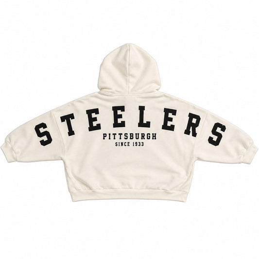 Pittsburgh Steelers Women's Cream & Black Full Zip Starter Hoodie