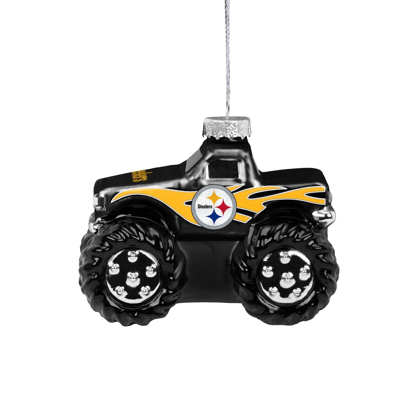 Pittsburgh Steelers Blown Glass Monster Truck Ornament