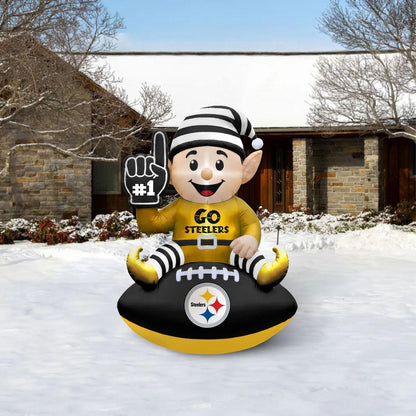 Pittsburgh Steelers 4' Elf on a Football Outdoor Yard Inflatable