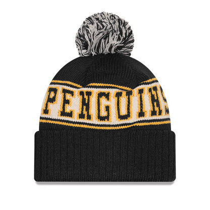 Pittsburgh Penguins Black Retro Pom Knit Beanie