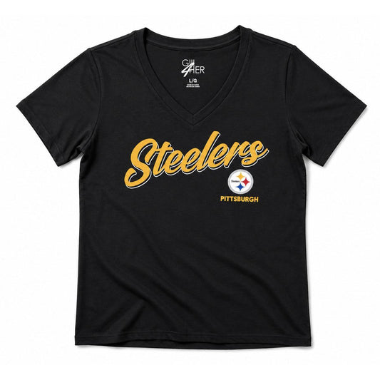 Pittsburgh Steelers Women's Script V-Neck Top