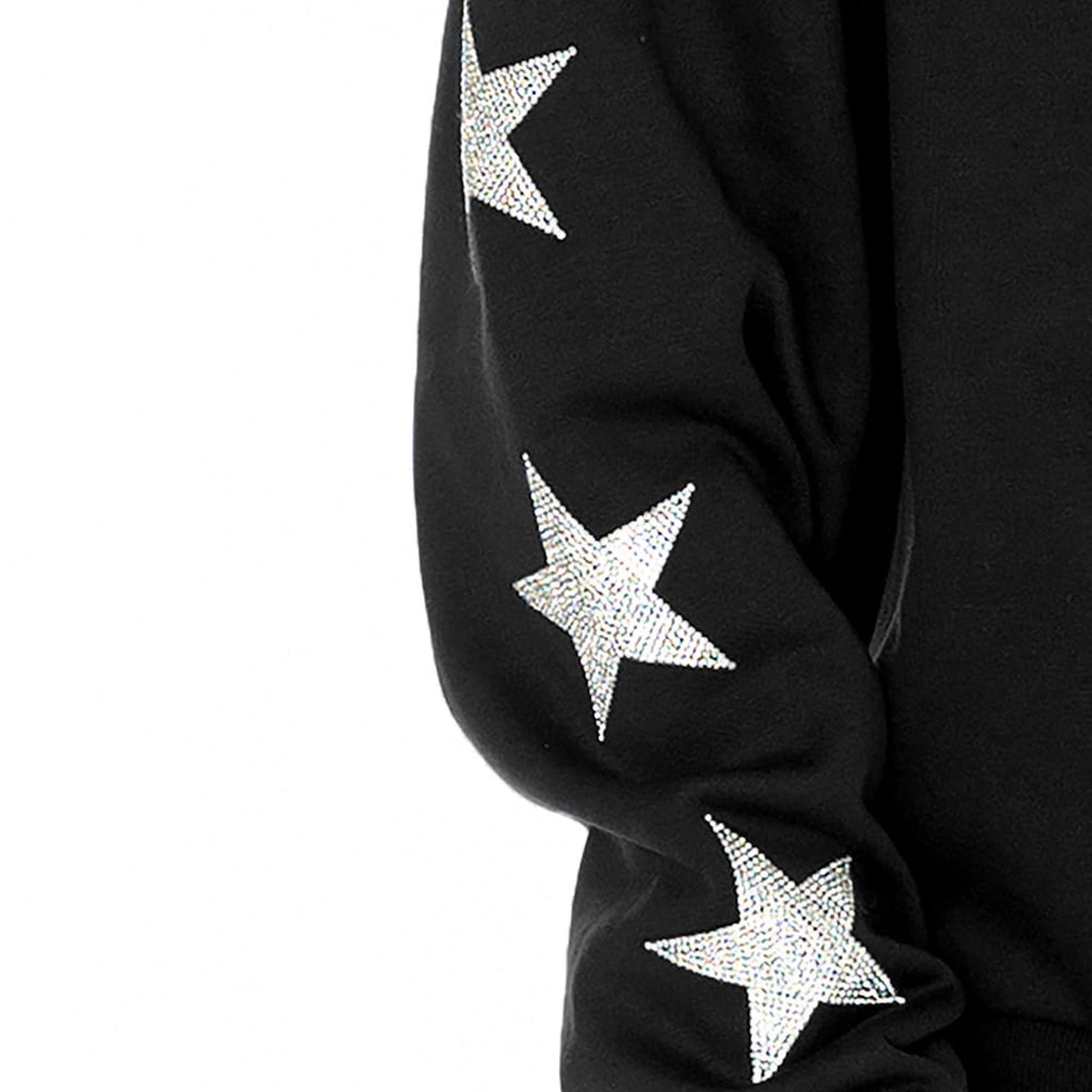 Pittsburgh Steelers Black Rhinestone Star Sleeve Oversized Pullover