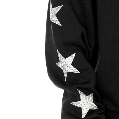 Pittsburgh Steelers Black Rhinestone Star Sleeve Oversized Pullover