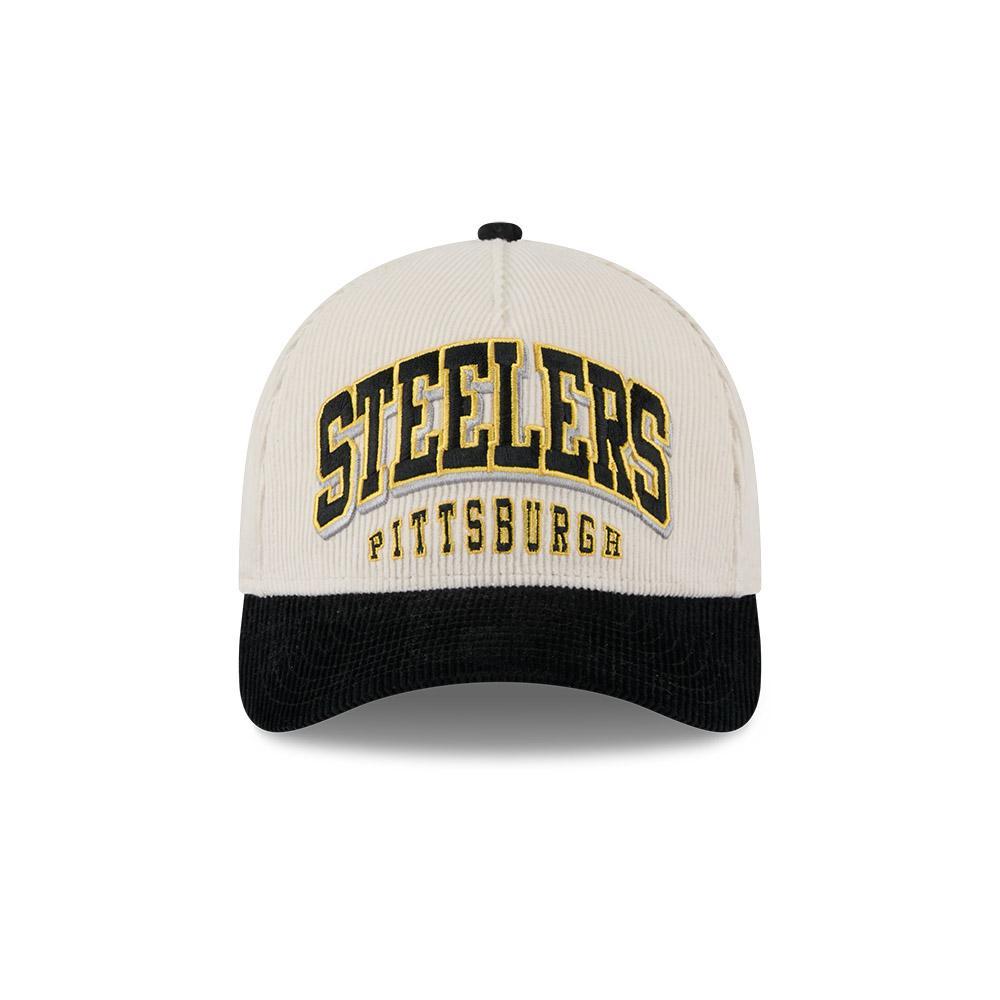 Pittsburgh Steelers New Era Cream/Black Two-Tone Sided Corduroy 9FORTY A-Frame Adjustable Hat
