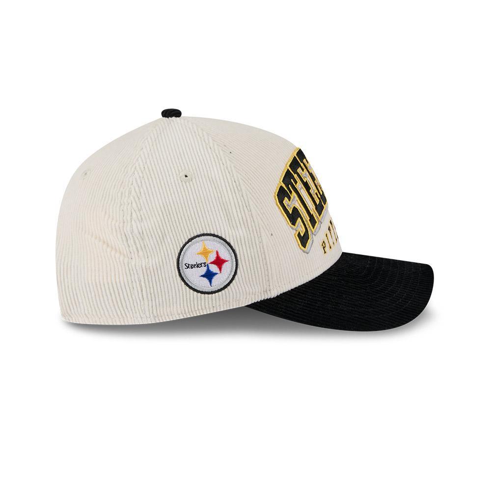Pittsburgh Steelers New Era Cream/Black Two-Tone Sided Corduroy 9FORTY A-Frame Adjustable Hat