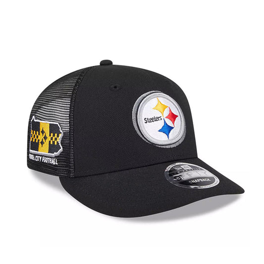 New Era Black Pittsburgh Steelers 2024 NFL Draft Low Profile Trucker 9FIFTY Adjustable Hat