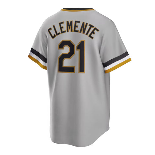 Men's Pittsburgh Pirates Roberto Clemente #21 Nike Gray Road Cooperstown Collection Player Jersey