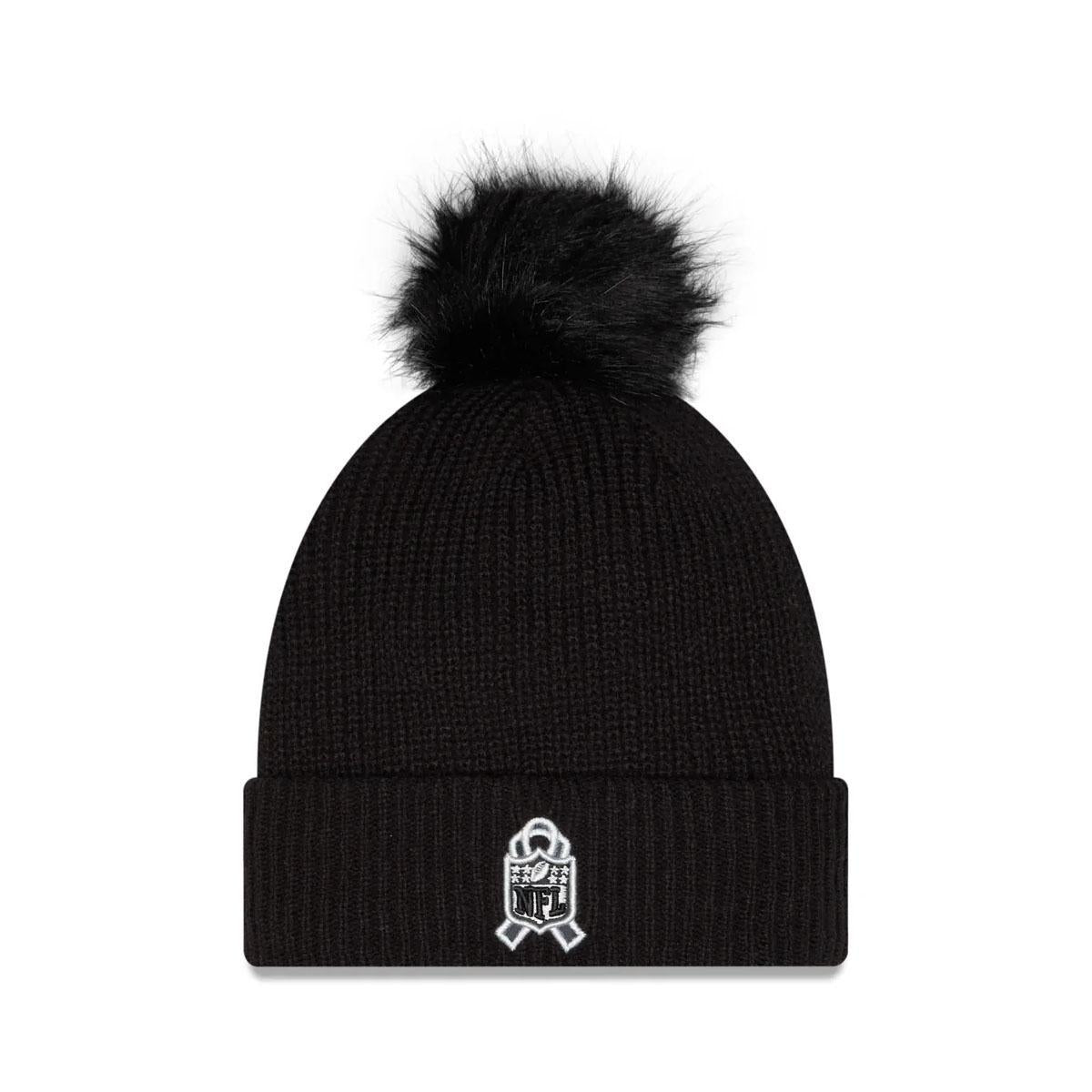 Women's Pittsburgh Steelers New Era Black 2026 Salute To Service Cuffed Knit Hat with Pom